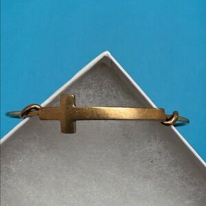 Alex and Ani Gold Cross Bangle Bracelet in Rafaelian Gold